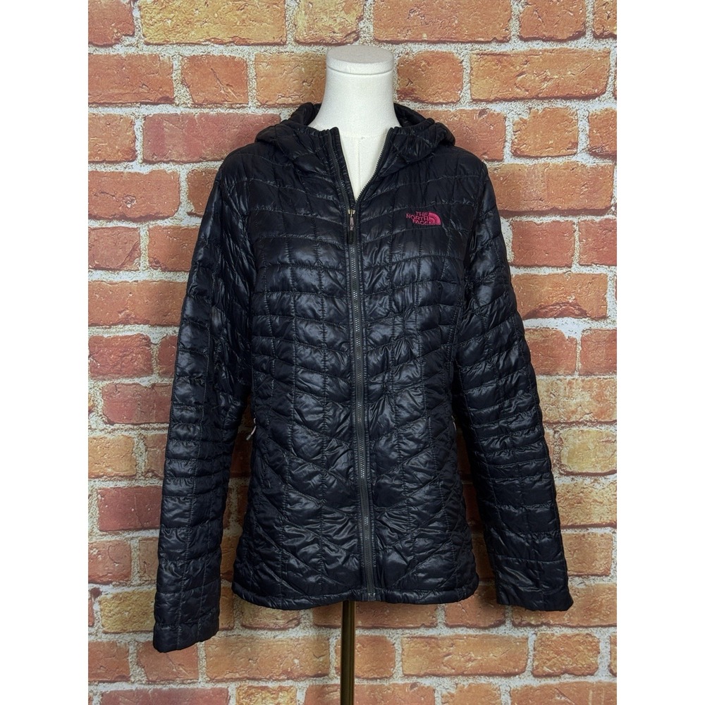 Women's The North Face Black Thermoball Eco Hooded Jacket Lightweight Zip Large